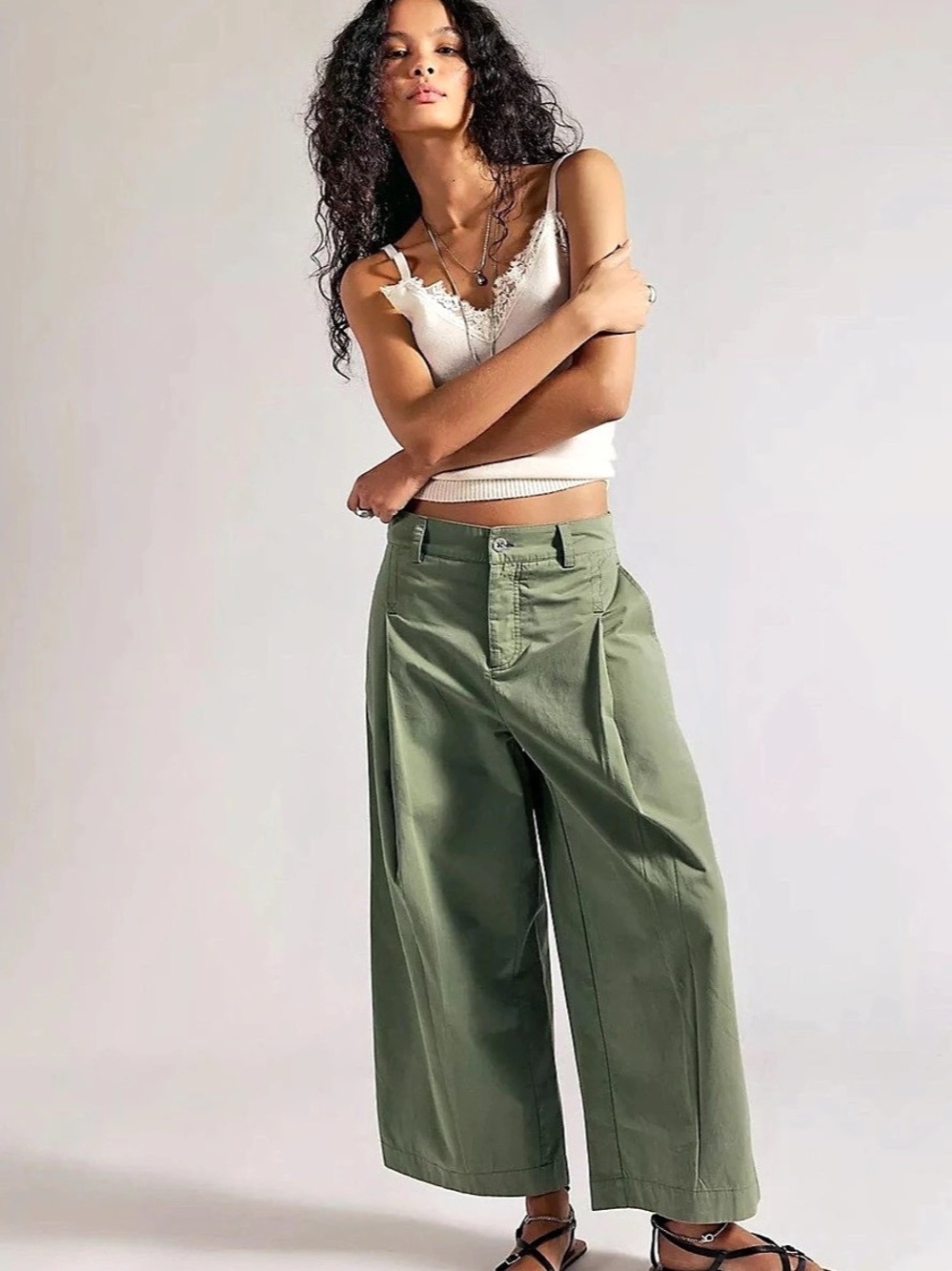 Free People Silverlake Wide-Leg Chino Trousers